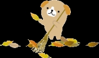 落ち葉集め　犬.gif